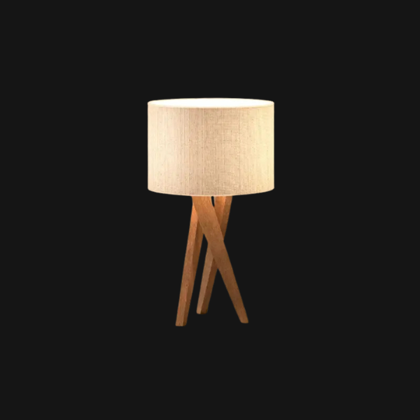ABAJUROK Abajur de Mesa em Madeira com Cúpula em Tecido | Iluminação Elegante e Aconchegante - Image 1